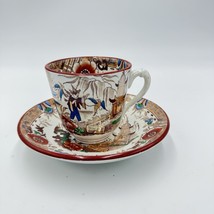 Antique 1875 Opaque de Sarreguemines Kyoto Demitasse Tea Cup &amp; Saucer Set - $225.00