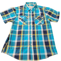 Imperious Superior Quality Blue Multicolor Plaid Button Up Shirt Mens L - $19.00