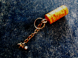 handmade WINE CORK KEY CHAIN w/silver color 'SCOTTIE' dog &amp; white pearl ... - $4.00