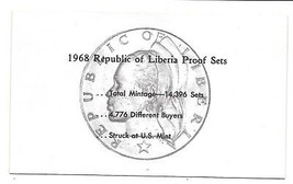 1968 Liberia 6 Coin C.O.A. Document~No Coins~Free Shipping - $3.91