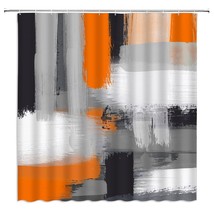 Orange Grey Shower Curtain Burnt Orange Black Grunge Modern Abstract Mixed Color - £23.54 GBP