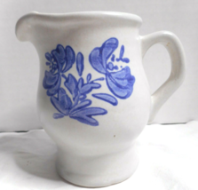 Pfaltzgraff Yorktowne Blue Floral Creamer Pitcher 24Y USA Stoneware Vint... - £11.98 GBP