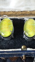 Vintage 1990-s 925 Sterling Silver Yellow Opalite Earrings Hallmarked - £52.19 GBP