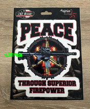 PEACE THROUGH SUPERIOR FIREPOWER STICKER DECAL army sniper soldier military - £3.91 GBP