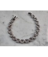 Womens Vintage Estate Sterling Silver Modernist CZ Bracelet 17.8g E4952 - $167.52 CAD
