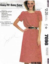 Vintage 1982 Misses&#39; PULLOVER DRESS Pattern 7898-m Size Small (10-12) - $12.00