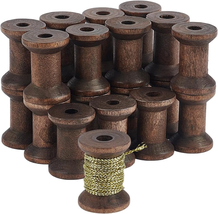 BENECREAT 30Pcs Antique Wooden Empty Spools, 1.18&quot; Empty Thread Spools Wooden Ri - £11.36 GBP