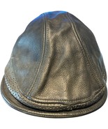 united hatters black genuine lambskin MEDIUM newsboy cabbie cap Made in USA - $418.84 MXN