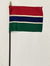 New Gambia Mini Desk Flag - Black Wood Stick Gold Top 4” X 6” - $5.00