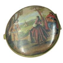 Vintage Compact Western Germany Double Mirror Baroque Dancers rustic 1950s - $17.77