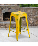 Distressed Yellow Metal Stool ET-BT3503-24-YL-GG - £56.52 GBP