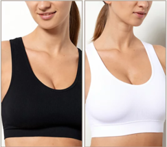 AnyBody Set of 2 Rib Knit Seamless Bras (Black/White, Medium). A393149 - £13.35 GBP