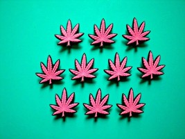 10 Shoe Charms Pink Weed Leaf Plug Pin Garden Accessories Compatible w/ ... - £12.73 GBP