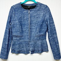 Banana Republic Womens Peplum Blazer Full Zip Jacket Blue Wool Blend Size 4 - £27.73 GBP