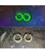 Czech Uranium glass earrings vaseline glass beads vintage jewelry #24039 - $424.99 MXN