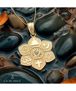 Gold Lotus Interfaith Diamond Pendant Spiritual Unity Charm Necklace 10K... - $6,075.30 MXN+