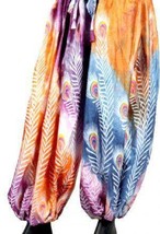 New Pink Silver Blues Multi Colored Gorgeous Peacock Pantaloons Gypsy AT... - £55.05 GBP