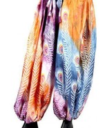 New Pink Silver Blues Multi Colored Gorgeous Peacock Pantaloons Gypsy AT... - $95.72 CAD