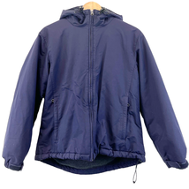 Lands&#39; End Womens M Windbreaker Fleece Lined Jacket Full Zip Hooded Purple  - £19.18 GBP