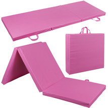 Pu Leather Gym Mat Fitness Exercise Tri-Fold Tumbling Arts Workout Pink - £54.17 GBP