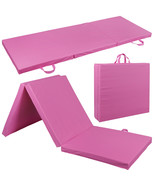 Pu Leather Gym Mat Fitness Exercise Tri-Fold Tumbling Arts Workout Pink - £53.81 GBP