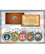 US ARMED FORCES State Quarter 5-Coin Set ARMY NAVY MARINES AIR FORCE COA... - $15.85