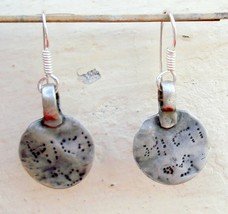 ANTIQUE TRIBAL OLD SILVER EARRING PAIR RAJASTHAN INDIA - £53.80 GBP