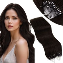 Micro Loop Human Hair Extensions Darkest Brown Hair Extensions Micro Loop Brown  - £45.06 GBP