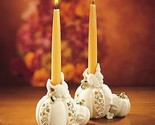 Lenox Pierced Autumn Pumpkin Candle Holder Pair Ivory Halloween Thanksgi... - $64.03