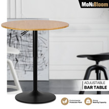 Adjustable Counter Height Bar Table Nature Modern Wood Round Tabletop Me... - £99.28 GBP