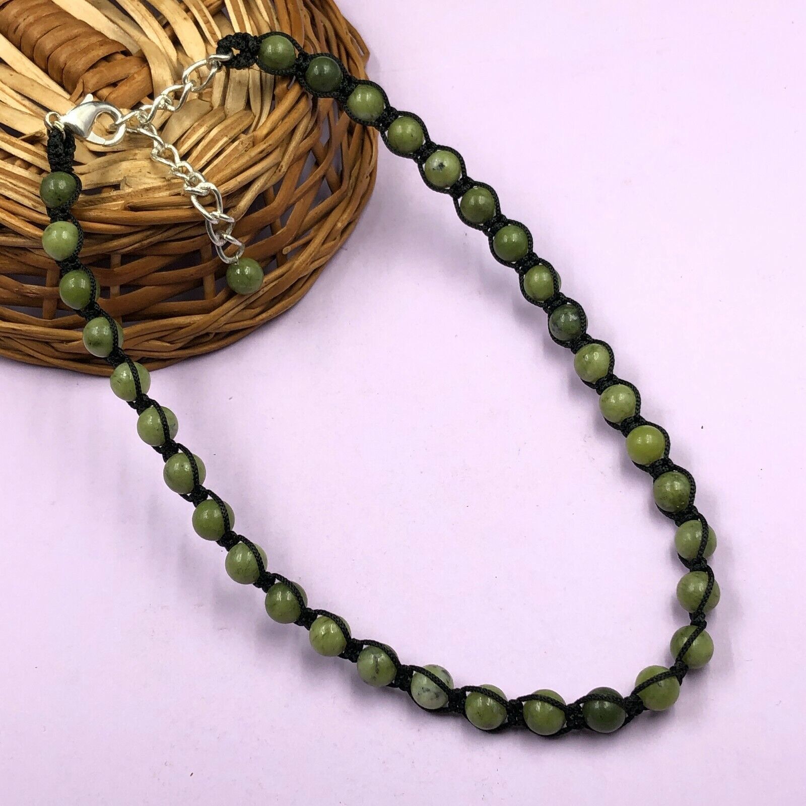 Grüner Jade Natürlich 8x8 MM Perlen Verstellbar Gewinde Halskette ATN-69 - £10.27 GBP