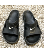 Nike Slides Mens Size 6 Black Rubber Sandals Gym Pool Shower Center Swoo... - $18.61