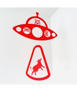 UFO Mobile abducting Cow Sci-Fi Hanging Decoration, funny hanging mobile - $32.90