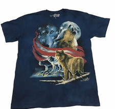 Liquid Blue Tee Shirt Mens L LG Blue Wolves Patriotic Flag Tie Dye USA Top - $34.20