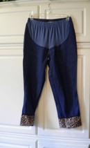 Planet Motherhood Maternity Sz M Jean Denim Pull on Pants Animal Print Trim - £10.09 GBP