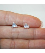 Trillion Diamond Alternatives Stud Earrings 14k White Gold Over 925 SS G... - $28.41