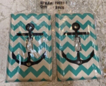 2 Quantity of Light Switch Plates Teal &amp; White Chevron &amp; Anchor 72077-1 ... - £23.94 GBP