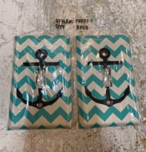 2 Quantity of Light Switch Plates Teal &amp; White Chevron &amp; Anchor 72077-1 ... - £23.58 GBP