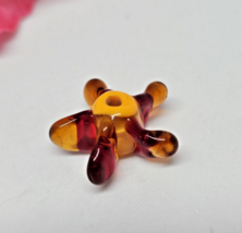 Artisan Lampwork Glass Bead Red Yellow Orange Star Designer Flower Bead - £7.13 GBP