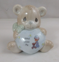 Vintage 1998 Enesco Precious Moments Jesus Loves Me 4&quot; Teddy Bear Piggy ... - $15.83