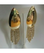 Long Gold-tone Clear Prong-set Rhinestone Dangle Runway Pierced Earrings - $24.04 CAD