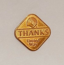 Thanks United Way Lapel Pin Gold Tone Thank You Vintage Union Made USA 3/4&quot; - $14.84