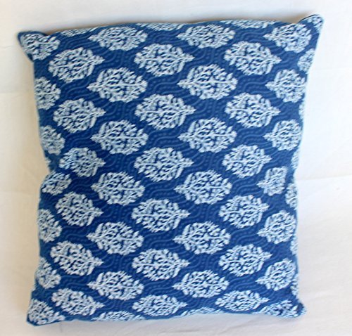 Traditional Jaipur Indigo Pillow Cover, Handmade Indian Cushions, Decorative Thr - $12.73