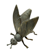 VINTAGE 7.5” BRASS FLY ASHTRAY WITH HINGED WINGS HEAVY RARE SCARY - $120.07 CAD