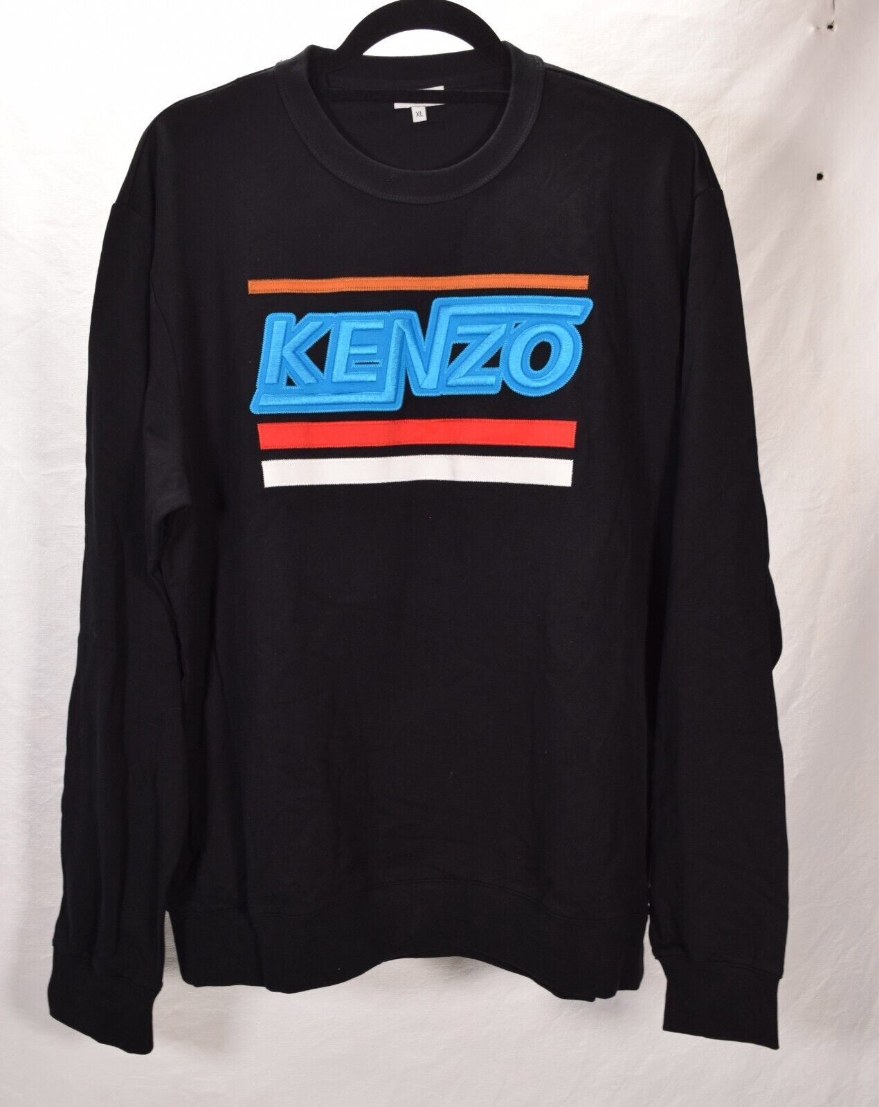 Kenzo Mens Crewneck LS Sweatshirt Black Logo Top XL - $178.20