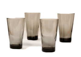 Gray Glass Flat Bottom Iced Tea Tumblers Glass 15 Ounce Set of 4 New With Tags - £12.45 GBP