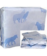 MIDNIGHT WOLVES Howling Pack Wolf Bedding Blue QUEEN 4 Piece Sheet Set NEW - $657.15 MXN