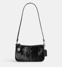 COACH Penn Small Leather Sequined Shoulder Bag Clutch ~NWT~ Black CM547 - £190.29 GBP