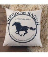 Freedom Ranch Stud Farm Throw Pillow Montana Yellowstone Dutton Decor 18x18 - £20.73 GBP