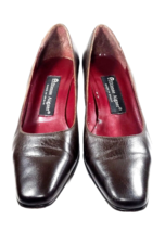 Etienne Aigner Women Heel Brown Pump Size 6.5 (Fits Sz 6) Leather Career Uniform - £30.36 GBP